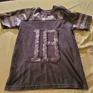 Boys Black Leather Feel #18 Short Sleeve TShirt